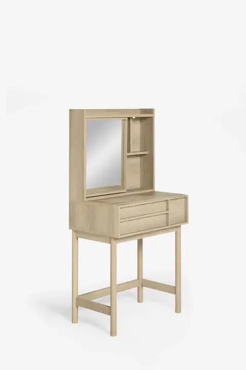 Dressing Table From Natural Wood - Shelves and Side mirror